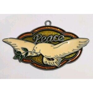Suncatcher PEACE DOVE Ornament Stained Glass 4" Sparkling